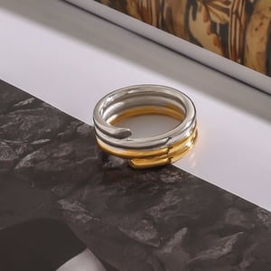 1 Stück Simple Series Einfache Mischfarben Edelstahl Goldfarben Damen Einzelringe h5 Bild2
