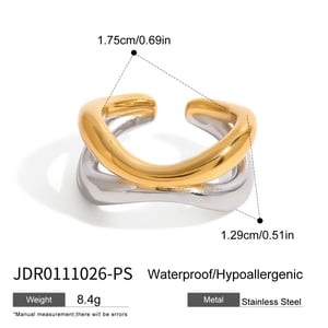 1 Piece Designable Series Chic Annular Stainless Steel Gold Color Women's Adjustable Rings h5