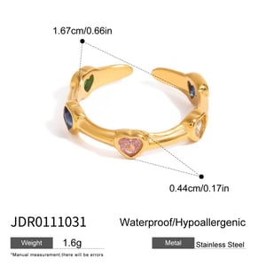 1 Piece Polychrome Series Fascinating Heart Shape Stainless Steel Gold Color Women's Single Rings h5