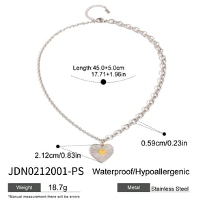 1 Piece Romantic Series Daily Thread Heart Stainless Steel Gold Color Women's Pendant Necklaces h5