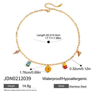 1 Piece Polychrome Series Natural Fruit Stainless Steel Gold Color Women's Pendant Necklaces h5