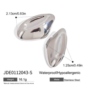 1 Pair Commute Series Fashionable Irregular Oval Shape Stainless Steel Gold Color Women's Stud Earrings h5