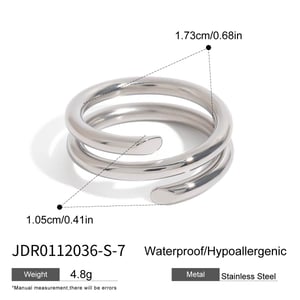 1 Stück Simple Series High-End-Kreis Edelstahl Goldfarbene Damen-Einzelringe h5 