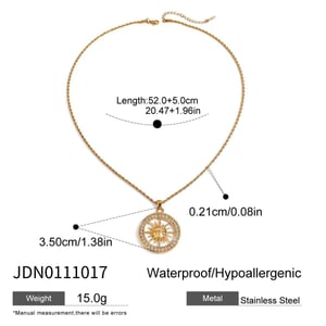 1 Piece Luxurious Series Fashionable Sun Pattern Stainless Steel Gold Color Women's Pendant Necklaces h5