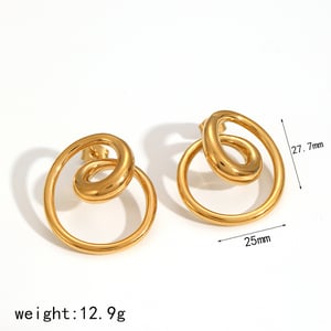 1 Pair Modern Style Irregular Spiral Shape Gold Color Stainless Steel Women's Stud Earrings h5