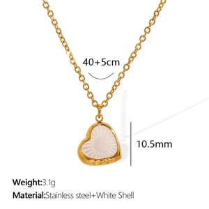 1 Piece Classic Series Elegant Heart Titanium Steel   Gold Color  Shell Women's Pendant Necklaces h5