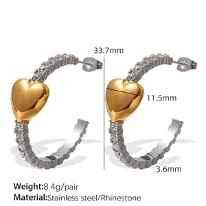 1 Pair Simple Series Elegant Heart Titanium Steel   Gold Color  Women's Hoop Earrings h5