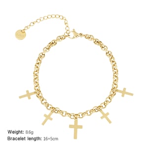 1 Piece Classic Series Daily Cross Titanium Steel   Gold Color  Women's Chain Bracelets h5 