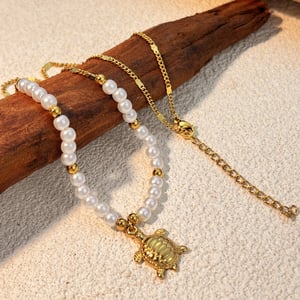 1 Piece Oceanic Stainless Steel Gold Color Women's Beaded Necklaces h5
