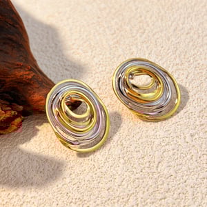 1 Pair Gold and silver Mixed Color Geometric Earrings Women's Stud Earrings h5