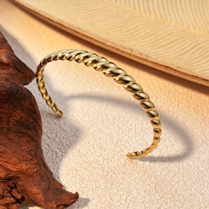 1 Piece Simple Series Classic Bow Knot Stainless Steel Gold Color  Women's Bangles h5