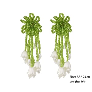 1 Pair Romantic Beaded Flower Tassel Earrings h5 Picture2