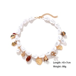 1 Piece Vintage Baroque Faux Pearl Retro Alloy Multi-Element Necklace h5 Picture2