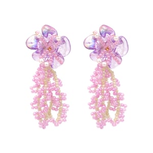 1 Pair Romantic Niche Beaded Floral Tassel Earrings h5