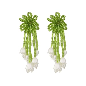 1 Pair Romantic Beaded Flower Tassel Earrings h5