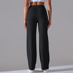 1 Piece Solid Colored High End Elastic Loose  Casual Women's Sports Long Pants h5 Picture2