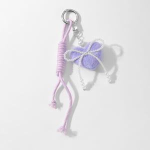 1 Piece Sweet Beaded Bow Plush Heart Strawberry Bag Charms h5