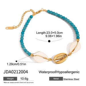 1 Piece Simple Series Bohemian Turtle Stainless Steel   Gold Color  Natural Stone Women's Anklets h5