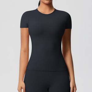 1 Piece Solid Color Skinny Athletic Cycling Yoga T-Shirt Women’s Sport Cloth h5