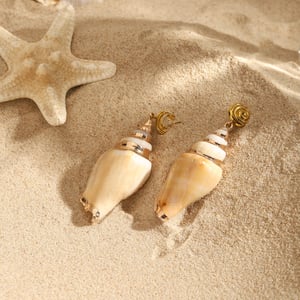 1 Pair Simple Series Vacation Turtle Stainless Steel   Gold Color  Shell Women's Drop Earrings h5 Picture2