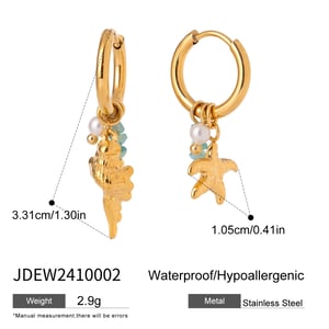 1 Pair  Oceanic Stainless Steel Gold Color Drop Earrings h5