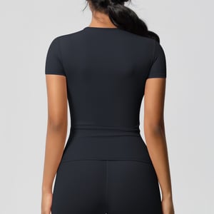 1 Piece Solid Color Skinny Athletic Cycling Yoga T-Shirt Women’s Sport Cloth h5 Picture2