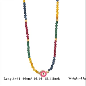 1 Piece Ethnic Series Classic Eye Pattern Stainless Steel Gold Color Women's Crystal Beaded Necklaces h5