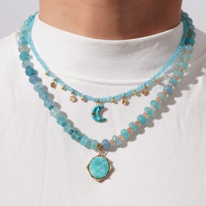 1 Piece Gorgeous Series Elegant Moon Stainless Steel Gold Color Natural Stone Women's Pendant Necklaces h5 Picture2