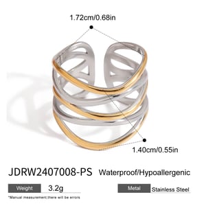 1 Stück Simple Series Einfache geometrische Edelstahl Goldfarbene Damen-Einzelringe h5 