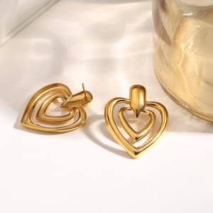 1 pair  heart stainless steel gold color women's stud earrings h5 Picture2