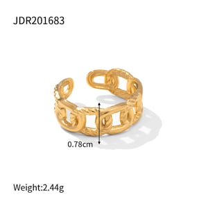 1 Stück Simple Series Klassische geometrische Edelstahl Goldfarben Strass Damen Einzelringe h5 