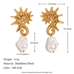 Seahorse Stainless Steel Gold Color Drop Earrings h5 Picture2