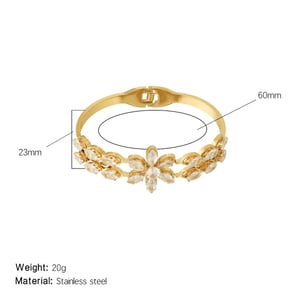 1 Stück Klassische Serie Süße Blume Edelstahl Gold Farbe Damen Armreifen h5 