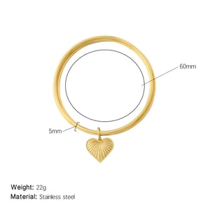 1 Piece Versatile Series Intricate Heart Stainless Steel Gold Color Women's Bangles h5