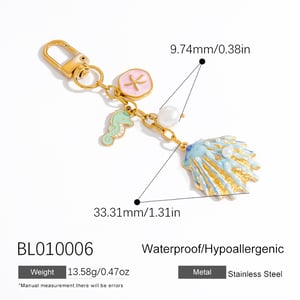 Retro Oceanic Stainless Steel Gold Color Bag Charms h5
