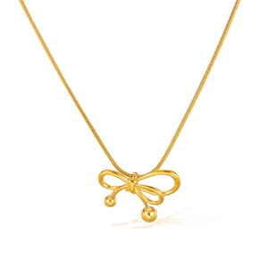 1 Stück Simple Series Daily Bow Knot Edelstahl Goldfarben Damen-Anhänger-Halsketten h5