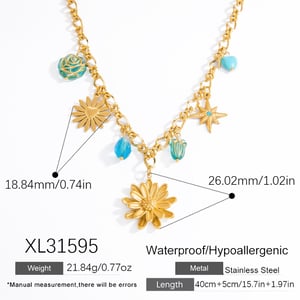 1 Piece Vacation Series Oceanic Stainless Steel Gold Color Women's Pendant Necklaces h5