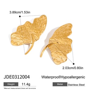 Retro Stainless Steel Leaves Shape Gold Color Women's Stud Earrings h5