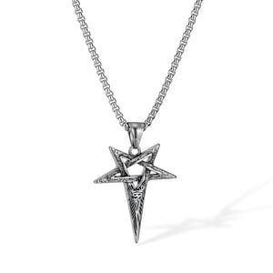 Punk Five-pointed Star Stainless Steel Men's Pendant Necklaces h5