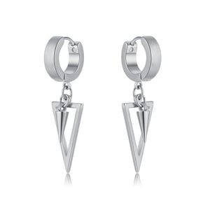 1 par de pendientes de acero inoxidable con forma de triángulo para hombre h5 
