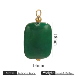 1 Stück polychrome rechteckige Edelstahl Naturstein Damen Anhänger h5 