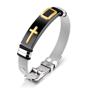 Braccialetti a catena da uomo in acciaio inossidabile con patchwork a croce glamour, 1 pezzo h5 