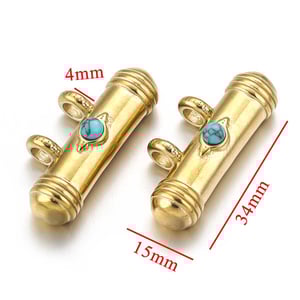 1 Piece Designable Cylinder Stainless Steel Natural Stone Women's Pendants h5 
