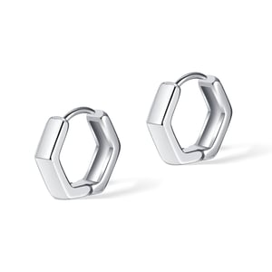 1 Paar minimalistische sechseckige Ohrstecker aus Edelstahl für Herren h5 