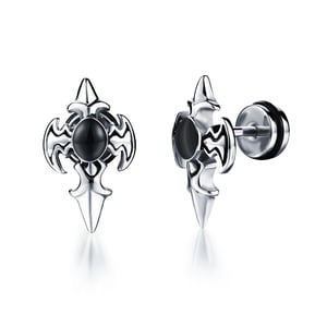 Pendientes de acero inoxidable con diseño geométrico intrincado para hombre h5 Imagen2