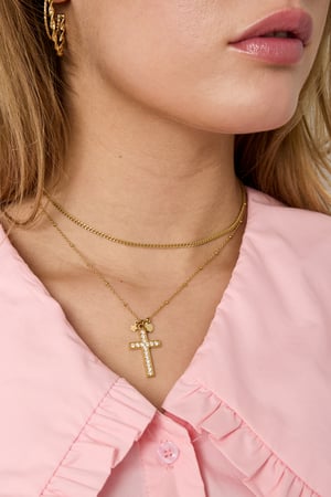 Süslemeli haç kolye ucu ve takılarla bezeli kolye h5 Resim4