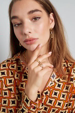 Ring feather with stones - Gold Color Stainless Steel h5 Picture3