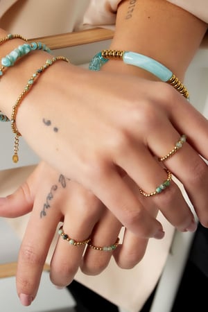 Ring small beads - Natural stone collection - Gold Color/black Green & Gold One size h5 Picture3