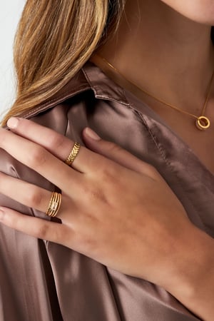 Ring layered colored detail - Gold color/pink h5 Picture3