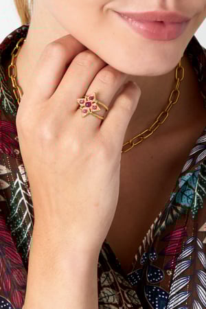 Ring star with stones - Gold color/black h5 Picture2